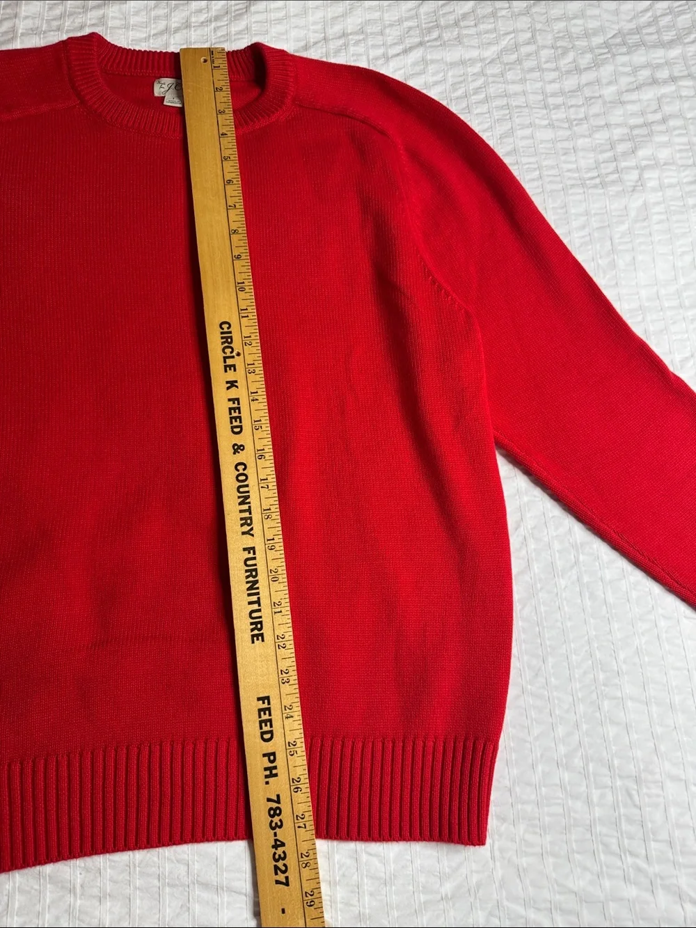 J. Crew Red Crewneck Sweater - Men's Classic Knit 100% Cotton